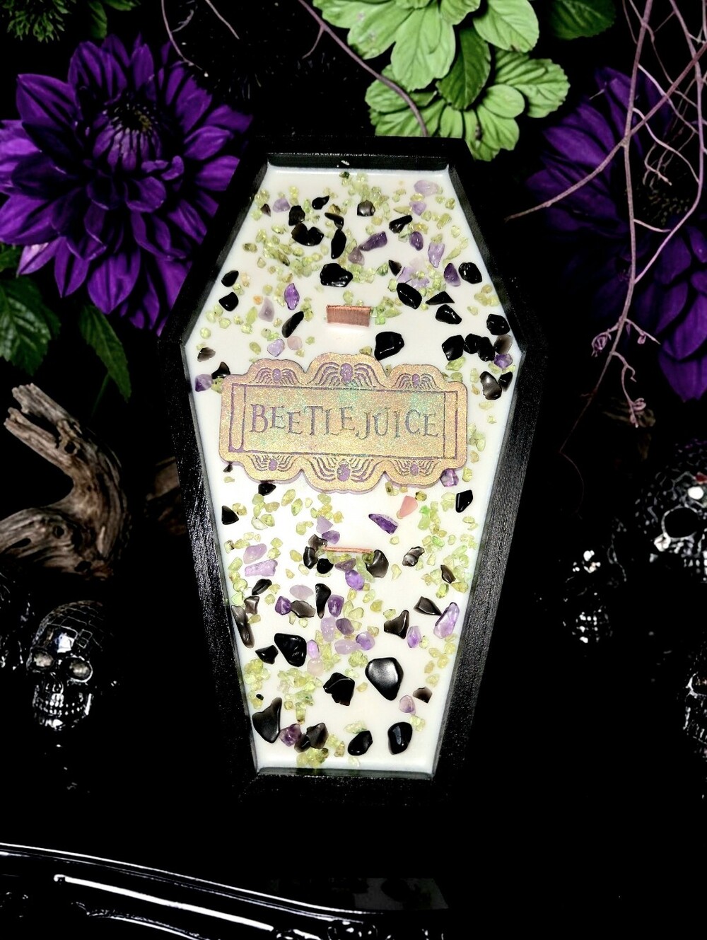 Hand crafted, Wicked Worthy Wax, It's Showtime coffin candle
